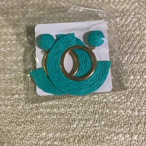 New Teal Raffia Earrings